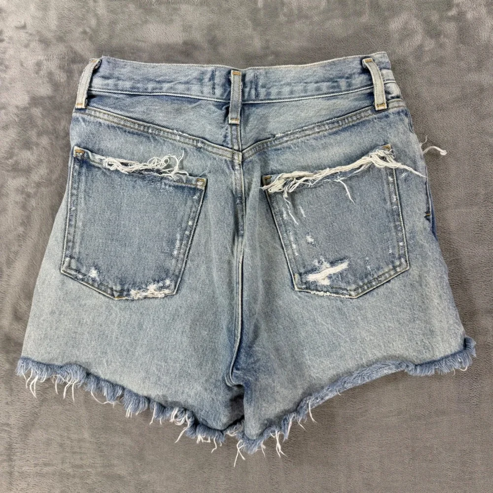 AGOLDE Parker Cut Off Shorts Women's Size 28 Light Blue Distressed Button Fly